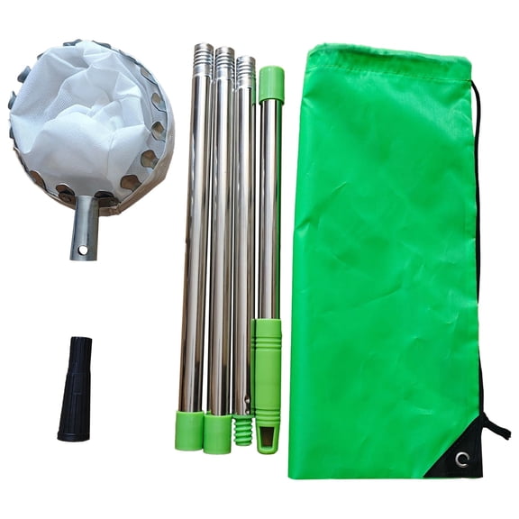 63 In / 1.6 Meter Fruit Picker with Pole, 4-Section Assembly, Extendable Fruit Tree Picker with Basket Telescoping for Apple, Plum, and More, Includes Storage Bag