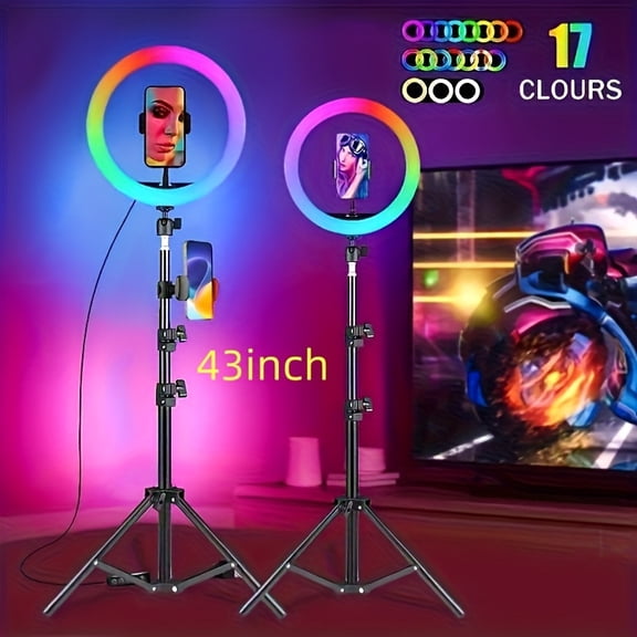 63" 10" Dimmable LED Selfie Ring Light with Adjustable Tripod Phone Holder, for Makeup, Photography, YouTube, TikTok, Live Streaming, Zoom – Ideal Holiday Gift