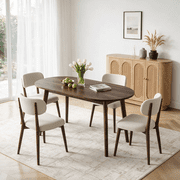 63.2'' Dining Table Set,Modern Kitchen Table with 4 Upholstered Chairs,5 Piece Table Set for Dining Room,Apartment