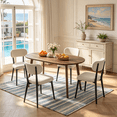 thumbnail image 1 of 63.2'' Dining Table Set,Modern Kitchen Table with 4 Upholstered Chairs,5 Piece Table Set for Dining Room,Apartment, 1 of 6