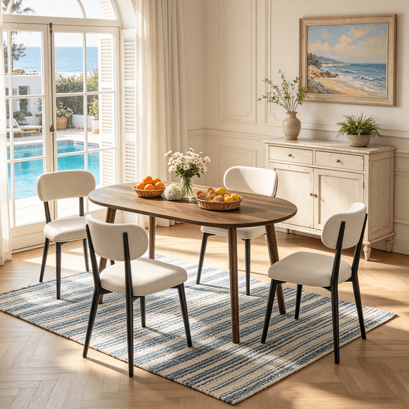 63.2'' Dining Table Set,Modern Kitchen Table with 4 Upholstered Chairs,5 Piece Table Set for Dining Room,Apartment