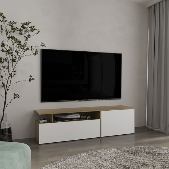 63.30 in Wide, Floating Style | For TV Placement in Living Room | Benefit from Large Hidden Cabinets
