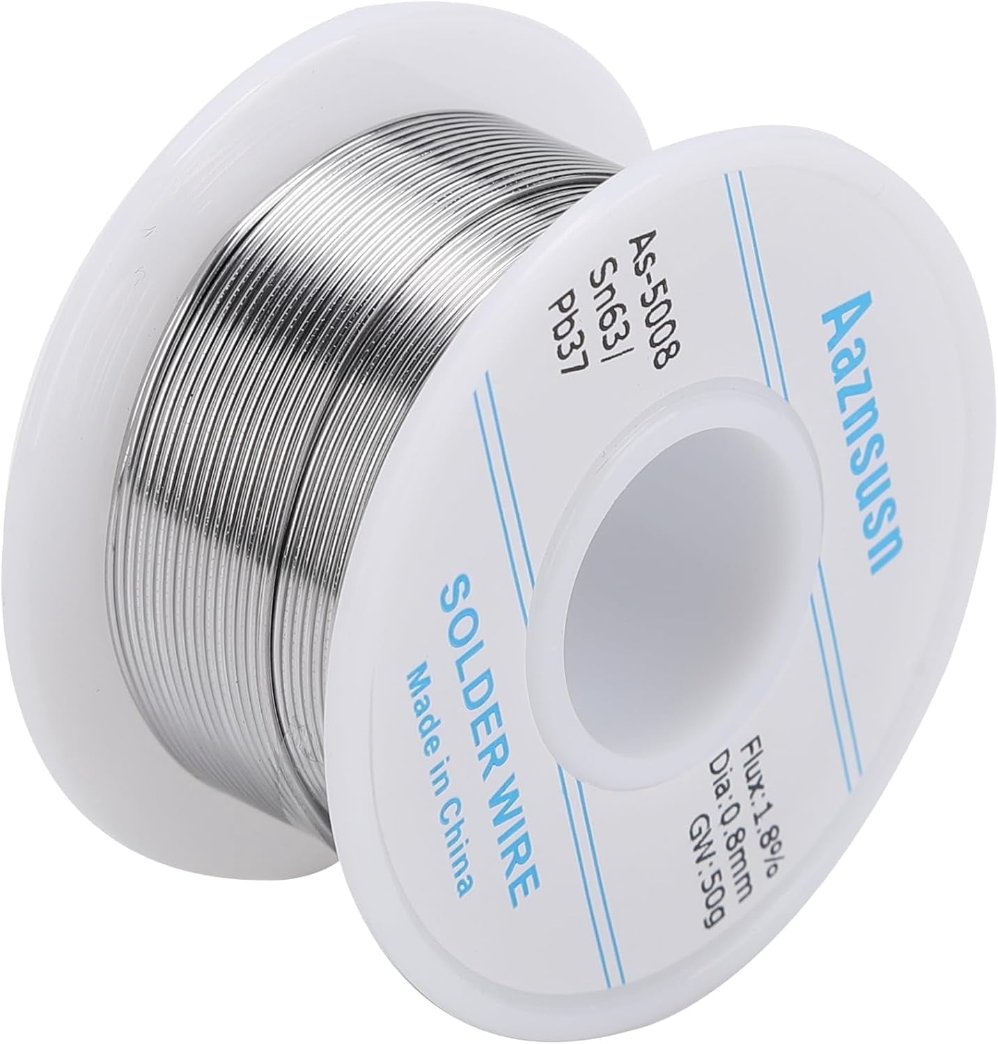 Aaznsusn 63-37 Tin Lead Rosin Core Solder Wire, Electrical Soldering Wire, 0.8mm Diameter, 50g Roll