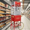 thumbnail image 1 of 63.39×30.51×20.27 Inch Antique Style Wheeled Popcorn Machine Cart, 3-Switch Control & Tempered Glass, Stainless Steel Popcorn Popper with Storage Cabinet for Home Theater Party Business Events Red, 1 of 6
