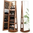 63.5" H Jewelry Armoire with Full Length Mirror 360° Swivel Rear
