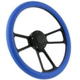 thumbnail image 1 of 63.5-64 Ford Galaxie Steering Wheel Kit 14" Black Muscle Steering Wheel Sky Blue Half Wrap, 1 of 3