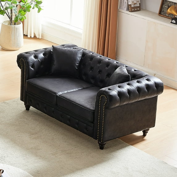 Tech Fabric and Dark Brown Wooden Legs - Modern Sofa for Home
