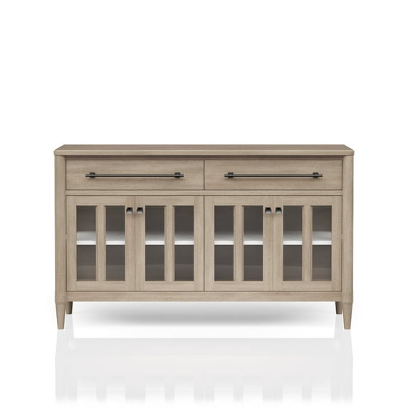 63.5 In. Package Depth Buffet With And Adjustable Shelf 35 Height Glass Cabinet Doors Solid Wood
