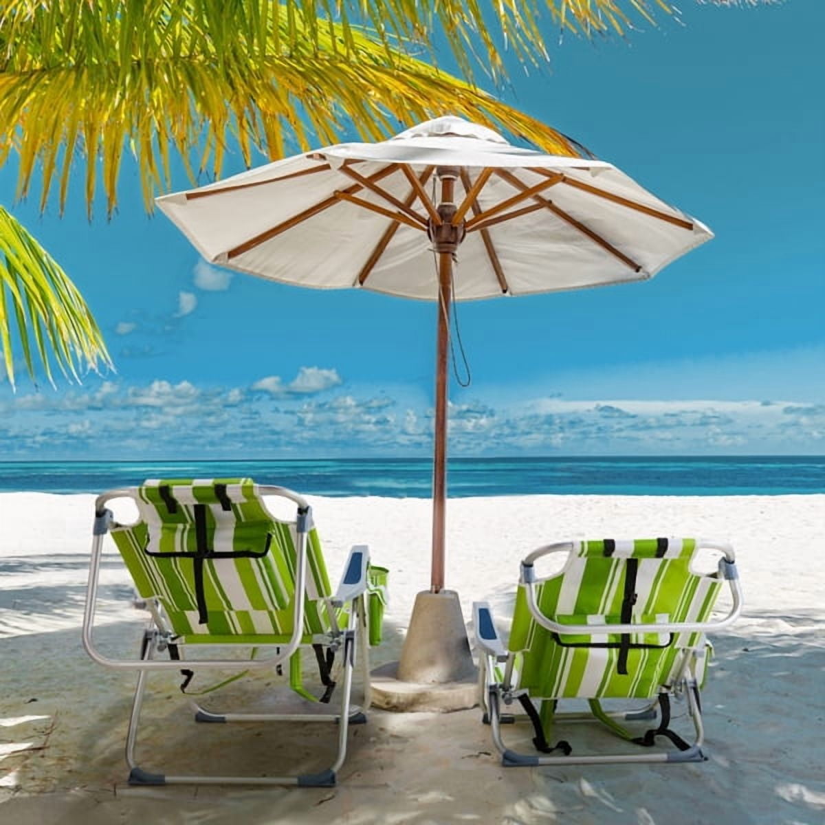 63*70*99cm Heightened Oxford Cloth Silver White Aluminum Tube Bearing 100kg Beach Chair Green Stripes