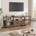 thumbnail image 1 of 63/71/79" Modern-Industrial TV Stand with 2 Fabric Drawers, Entertainment Center for TVs Up to 65/75/85", Rustic Brown Media Console with Storage Shelves, Open Design & Metal Frame, 1 of 7