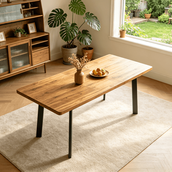 63.2"-78.2" Extendable Dining Room Table,Modern MDF Dining Table Set for 4-8,Space Saving Dining Room Table Compact for Living Room, Apartment