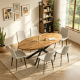 thumbnail image 1 of 63"-78.7" Extendable Round Dining Table Set for 6, 7 Piece Mid Century Modern Oval Kitchen Table Set, Large Dining Table with 6 Dining Chairs for Living Room Space Saving, 1 of 9