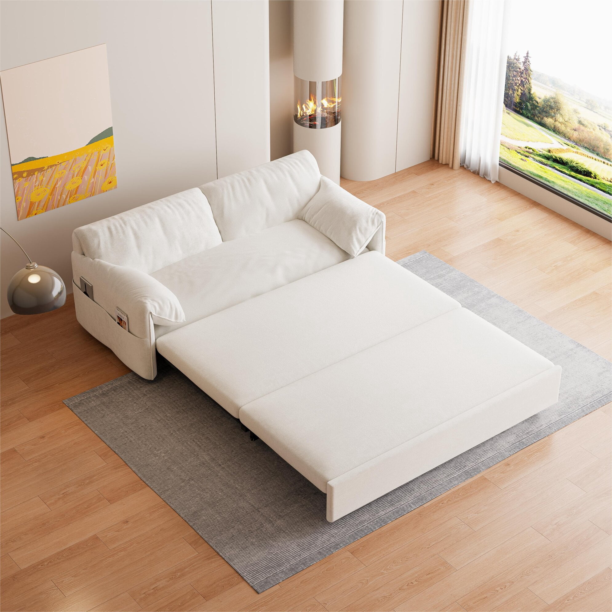 63.8" Queen Size Sofa Bed,Folding Sofa &amp; Couch Beds with Side Storage ...