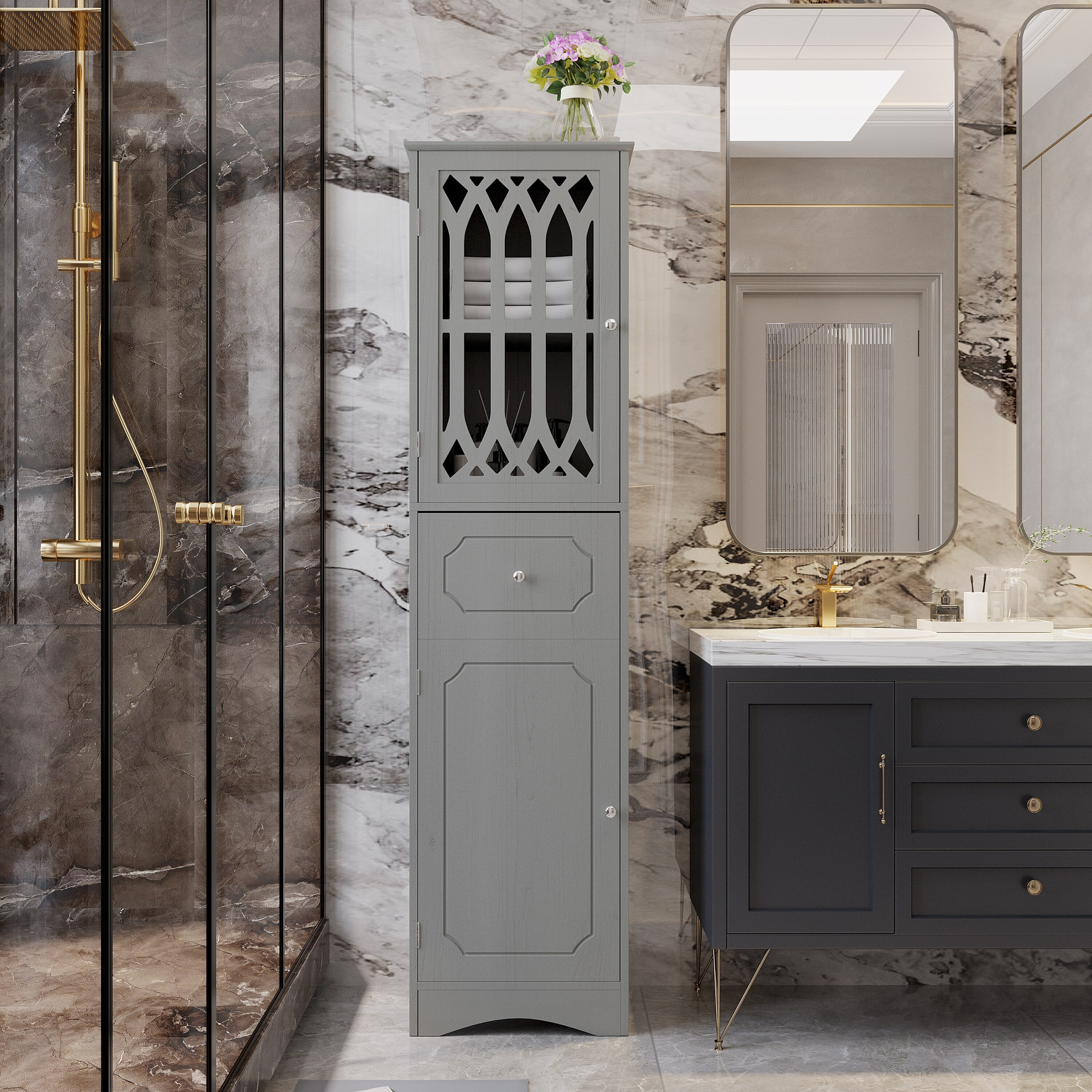 63.8"Tall Bathroom Grey