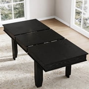 63" to 86.6" Extendable Dining Table for 6-10 People, Farmhouse Rectangular Kitchen Table with Wooden Sturdy Frame, Large Dinner Table for Dining Room & Kitchen-Black
