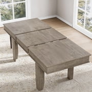 63" to 86.6" Extendable Dining Table for 6-10 People, Farmhouse Rectangular Kitchen Table with Wooden Sturdy Frame, Large Dinner Table for Dining Room & Kitchen-Gray