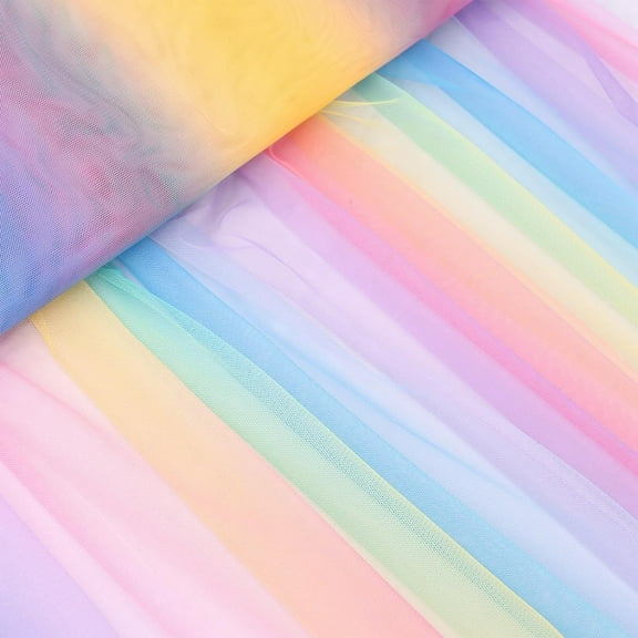 63" 8yard Rainbow Tulle Fabric Rolls Sheer Tulle Ribbon Netting Fabric Gradient Tulle Bolt Spool for Table Tutu Skirt Dress DIY Birthday Party Baby Shower Decorations