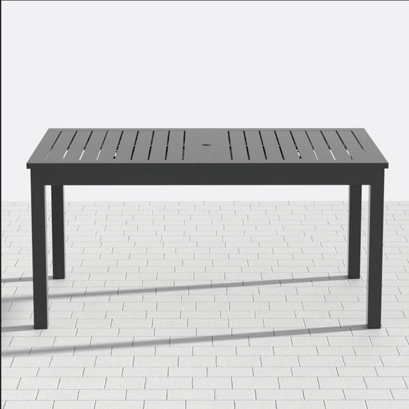 63"-92" Extendable Aluminum Outdoor Dining Table, All-Weather Gray Patio Table