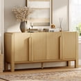 thumbnail image 1 of 63" Accent Cabinet with 4 Doors and Adjustable Shelves, Modern Credenza Storage Cabinet with Curved Profile Design for Living Room, Kitchen, Dining Room, Hallway, 1 of 8