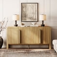 thumbnail image 1 of 63" Accent Cabinet with 4 Doors and Adjustable Shelves, Modern Credenza Storage Cabinet with Curved Profile Design for Living Room, Kitchen, Dining Room, Hallway, 1 of 13