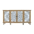 thumbnail image 1 of 63" Accent Cabinet with 4 Doors, Vintage Hollow Carving Buffet Cabinet, Storage Cabinet Cupboard with Adjustable Shelves for Living Room, Kitchen, Dining Room, Entryway, Hallway, 1 of 7