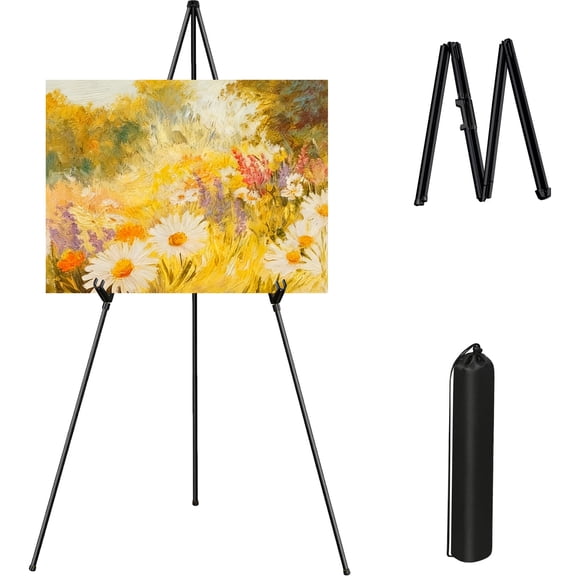 63" Adjustable Art Easel for Drawing,Display,Portable Painting Easel Stand, Metal Table Top Easel,Black
