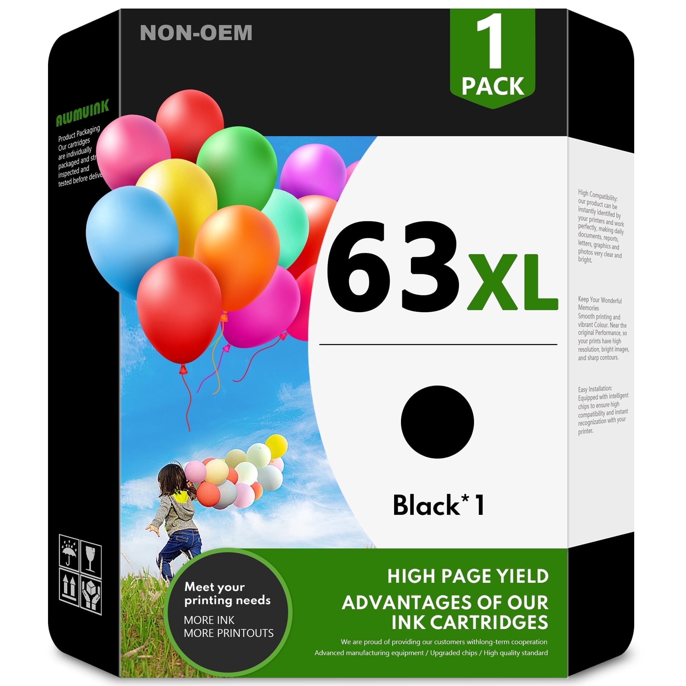 63 Black 63 XL Ink Compatible for 63XL Ink Cartridge 63 OfficeJet 5255 ...