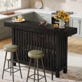 thumbnail image 1 of 63" Black Modern Home Bar Table - 2-Tier Pub Table for Kitchen/Dining - Industrial Style with Footrest - MDF & Metal - Matte Finish - Home Bar Cabinet, 1 of 12