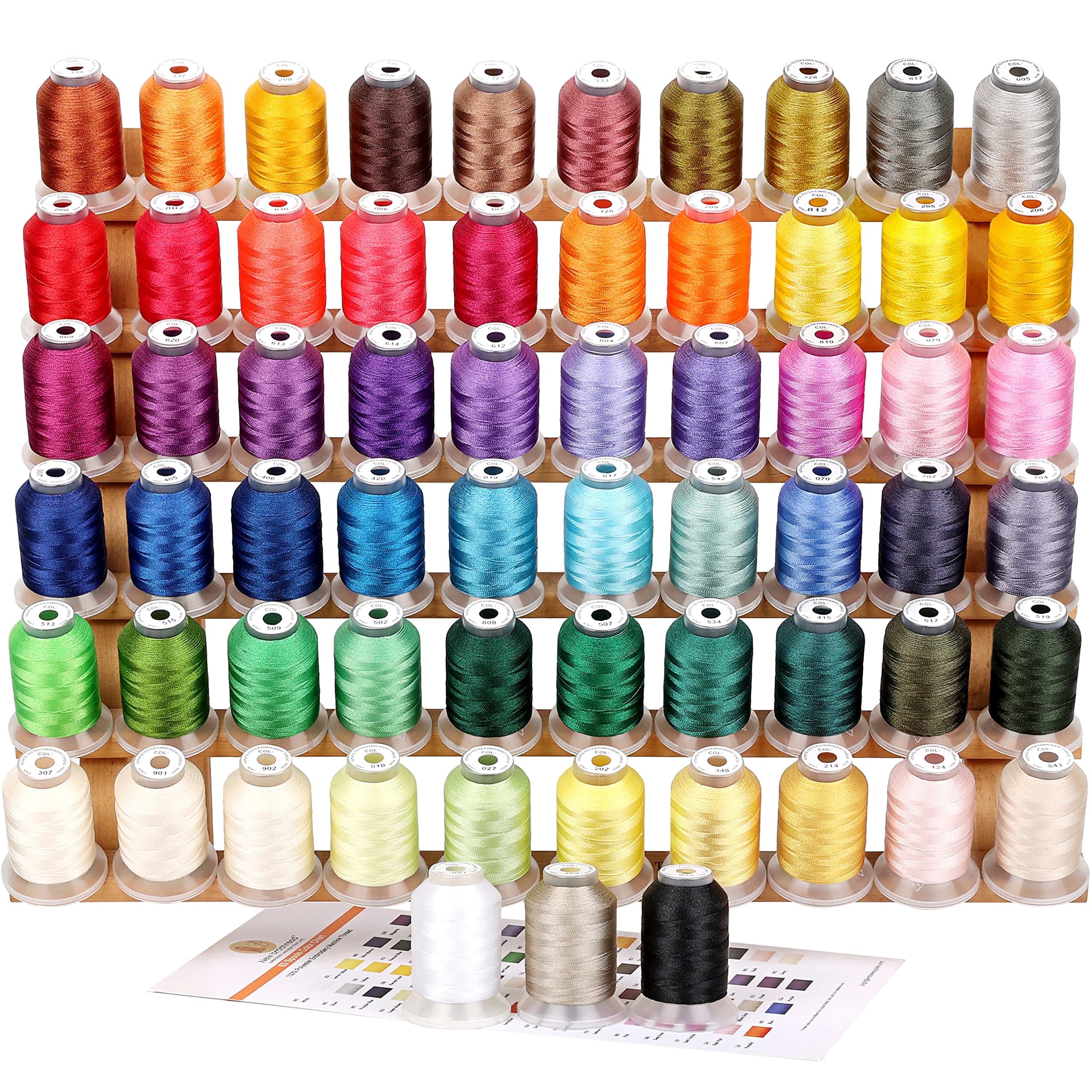 63 Spools Polyester Machine Embroidery Thread Kit 500M Colors Compatible with Brother Colors