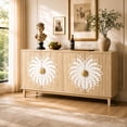 thumbnail image 1 of 63" Carved Door Sideboard Cabinet with Storage, Mid Century Modern Buffet Cabinet with Adjustable Shelf, Wood Accent Credenza for Dining Room Living Room Entryway, 1 of 5