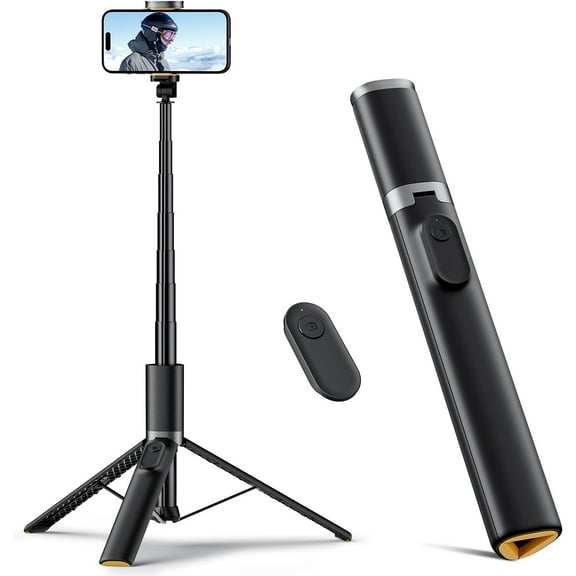 63" Cell Phone Selfie Stick Tripod, Portable Tripod for iPhone with Wireless Remote, Extendable Smartphone Stand, All-in-1, Compatible with iPhone/Android