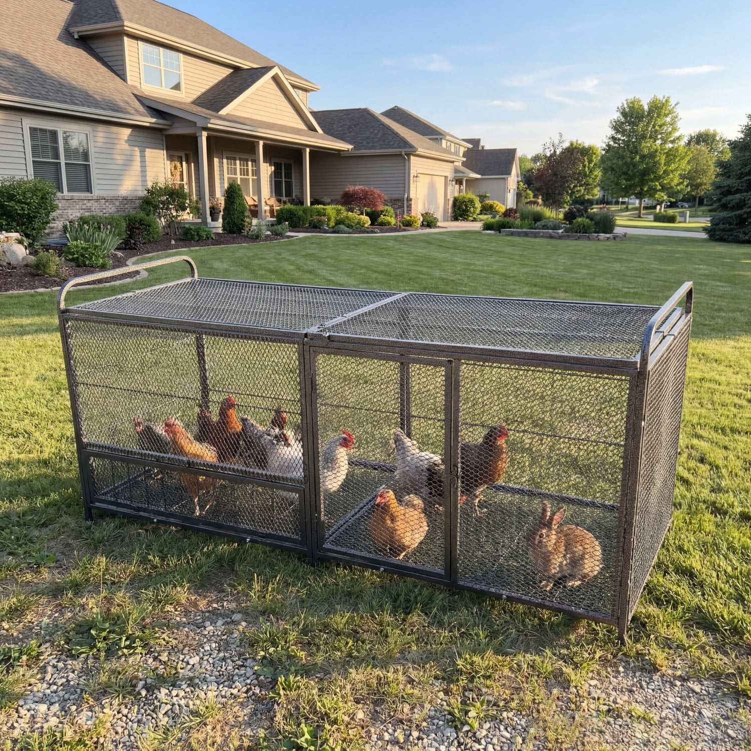 63" Chicken Cage Metal Poultry Breeding Coop,Thickened Chicken Coop Durable Chicken, Large Poultry Cage for Hen House,Chicken Coop Run Enclosure Pen For Duck Coop and Rabbit Run