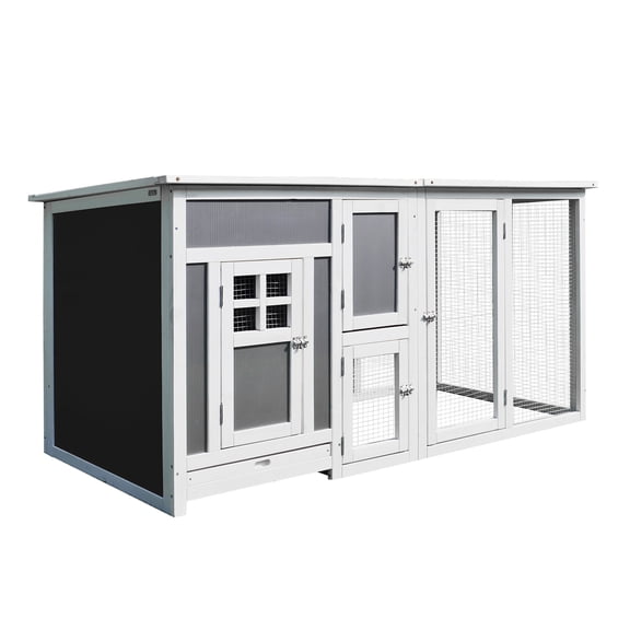 63" Chicken Coop Wooden Hen House Rabbit Hutch Poultry Cage with Run PC Roof