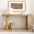 thumbnail image 1 of 63" Console Table with Pine Veneer and Geometric Legs,Wooden Sofa Table Entryway Table for Living Room,Entryway,Dining Room,Natural, 1 of 7