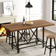 thumbnail image 1 of 63" Counter Height Dining Table for 6, Industrial Rectangular Bar-Height Table with Sturdy Metal Frame and Footrest, Rustic Brown Tall Kitchen Table for Dining Room, 1 of 8