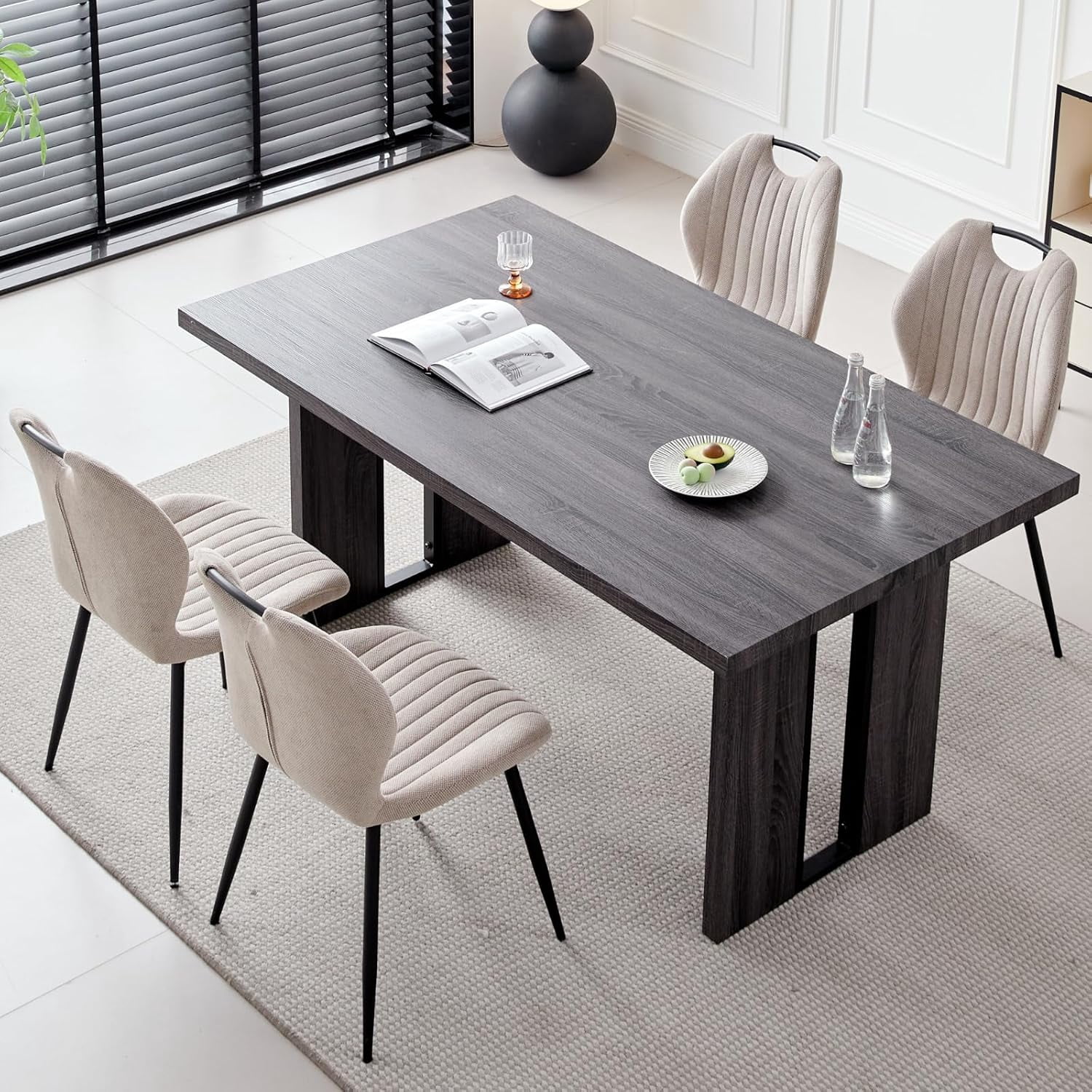 63" Dining Table Chairs Set for 4, Rectangle Dining Room Table with 4 ...