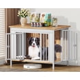 thumbnail image 1 of POAO Dog Crate Furniture for Large Dog, Heavy Duty Dog Crates for Large Dogs, Dog Kennel Furniture Indoor as TV Stand, Large Size 39.96" L(35-60 Pounds), White, 1 of 7