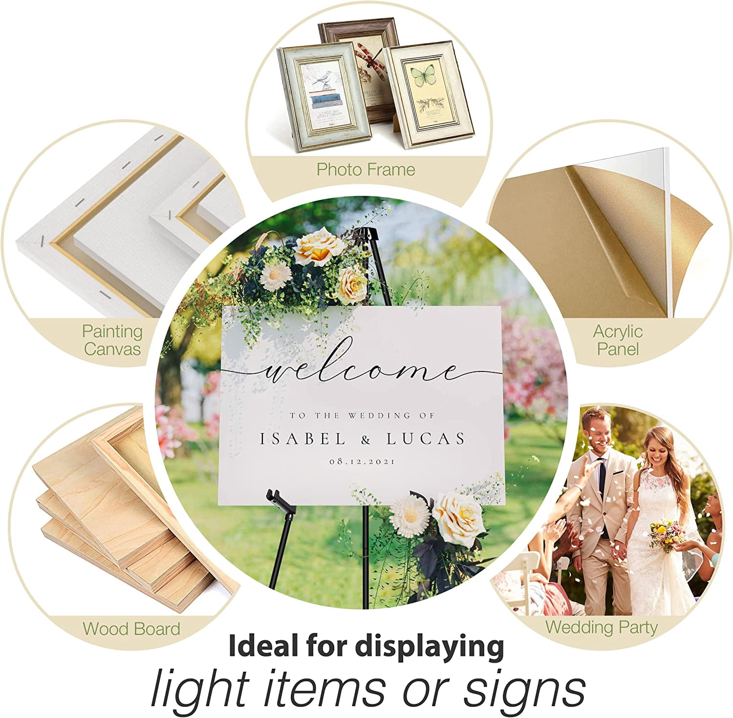 63" Easel Stand For Wedding Sign Poster Display Easel Floor Adjustable ...