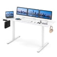 thumbnail image 1 of 63" Electric Standing Desk with 3 Memory Heights and 2 Hanging Hooks, Adjustable Height Sit Stand Home Office Desk,White, 1 of 8