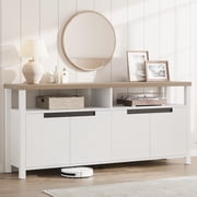 63 Entertainment Center with 4 Door Storage, Open Shelf, Tall Media Console Table for Living Room, Bedroom