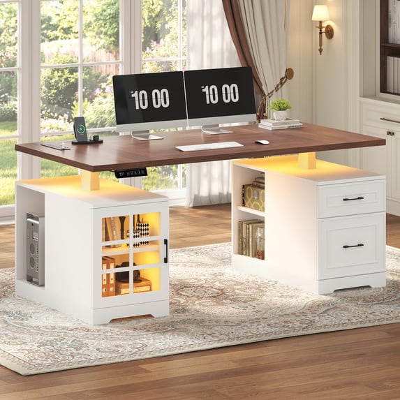63" Executive Standing Desk with Power Outlet & LED Light, Electric ...