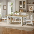 thumbnail image 1 of 63" Extendable Kitchen Table Set for 4-8 People, 5-Piece Large Dining Table Set With 4 Chairs, Mid-Century Modern Dining Room Table, Space Saving, Natural & White, 1 of 9