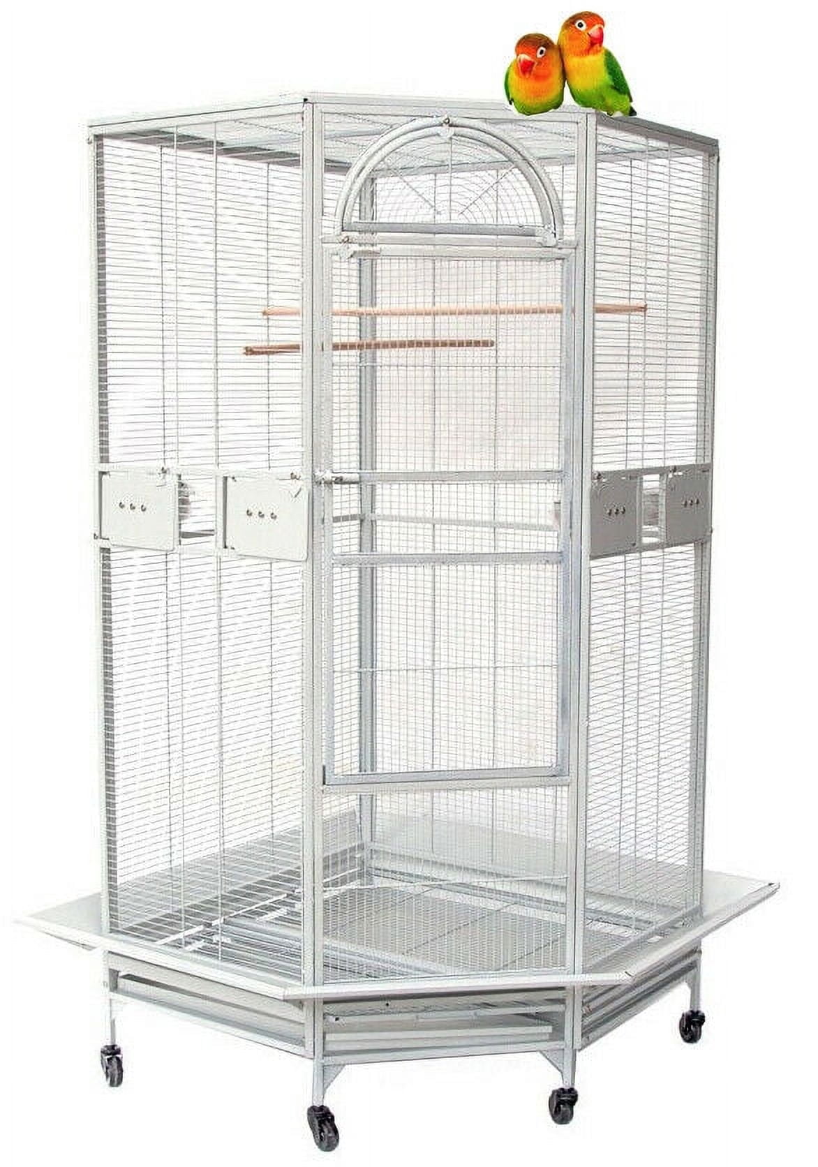 63" Extra Large Deluxe Corner Flight Bird Parrot Breeding Cage 1/2-inch Bar Spacing With Around Metal Seed Skirts for Cockatiel Parakeet Budgies Aviary Canary Lovebird Finch