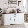 thumbnail image 1 of 63" Farmhouse Barn Door Sideboard Cabinet, Coffee Bar Station with 2 Drawers, Adjustable Shelves and Storage Racks for Kitchen, Living Room or Entryway, 1 of 12