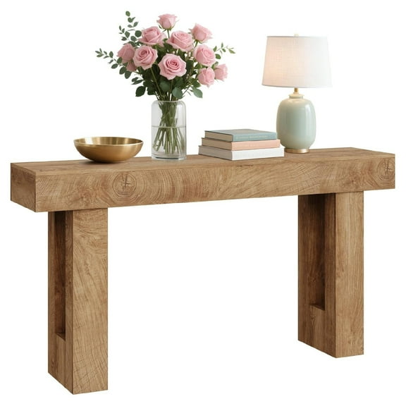63" Farmhouse Console Table - Long Sofa Table Behind Couch, Wooden Entryway Table for Living Room, Hallway, Entrance, Rustic Rectangular Design