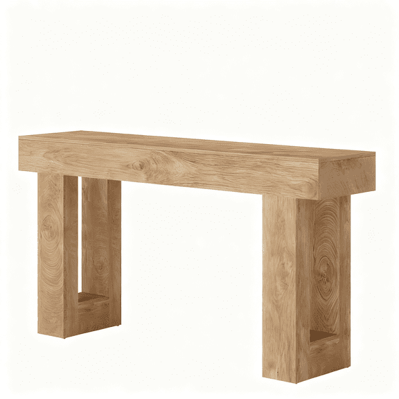 63" Farmhouse Console Table, Rustic Hallway Entryway Table, Engineered Wood MDF, Sturdy with Foot Pads, for Living Room Sofa Hallway,Wood Color