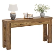 63" Farmhouse Console Table with 2 Drawers for Hallway, Living Room, Brown