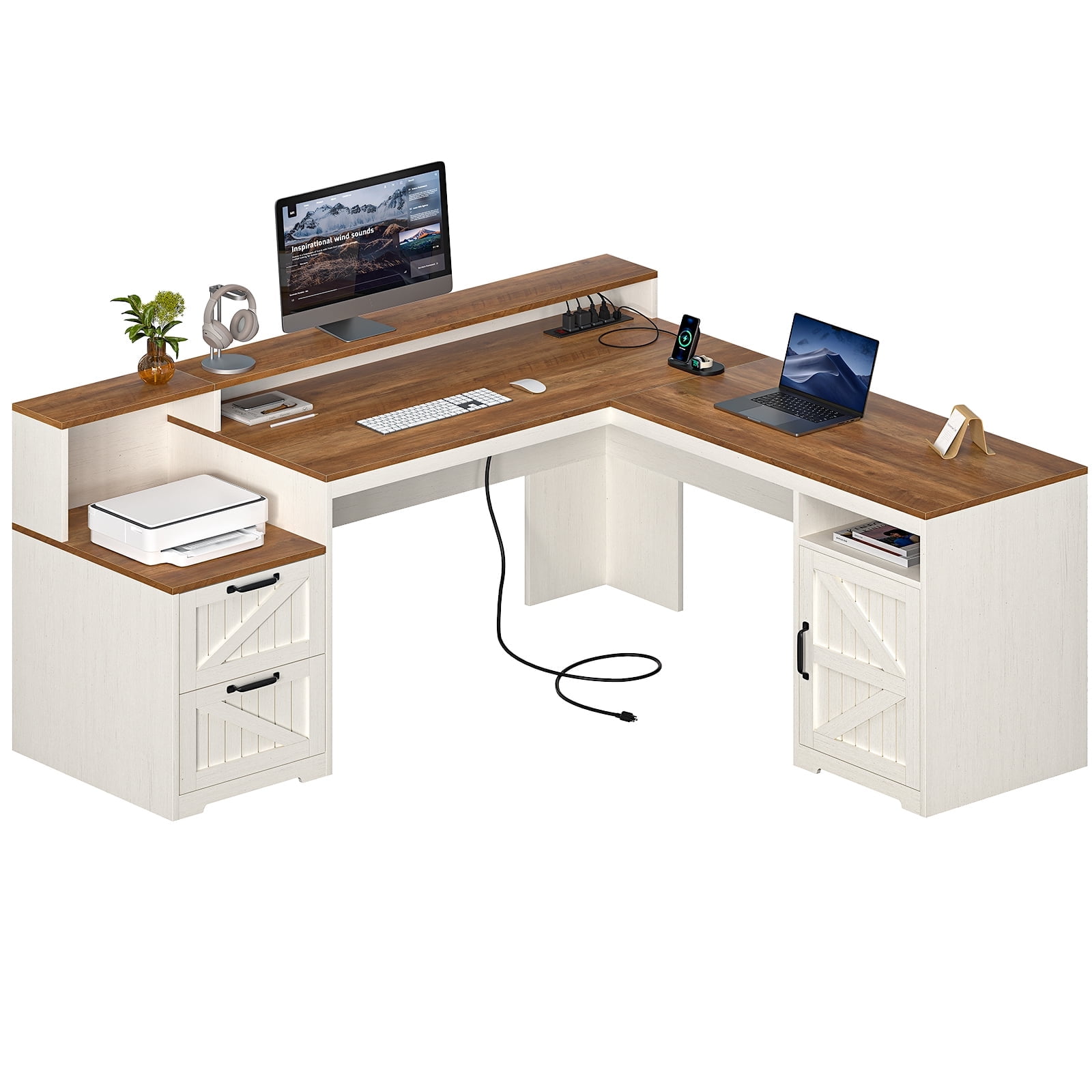 63" L Shaped Desk for Home Office