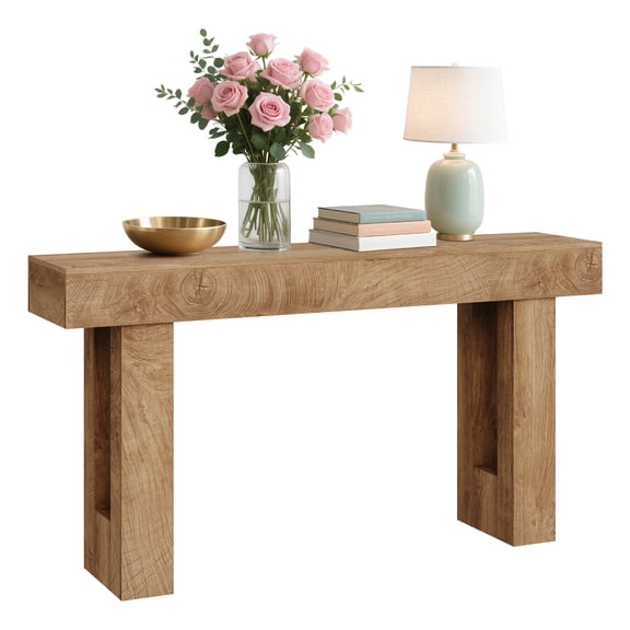 63" Farmhouse Wood Console Table - Narrow Sofa Table Behind Couch, Rustic Entryway Furniture for Hallway & Living Room