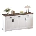 thumbnail image 1 of 63'' Fluted Buffet Cabinet, Coffee Bar Cabinet with 4 Doors and 3 Drawers, Adjustable Shelves, Sideboard Storage Cupboard Wood Buffet Table for Kitchen, Dining Room, 1 of 10